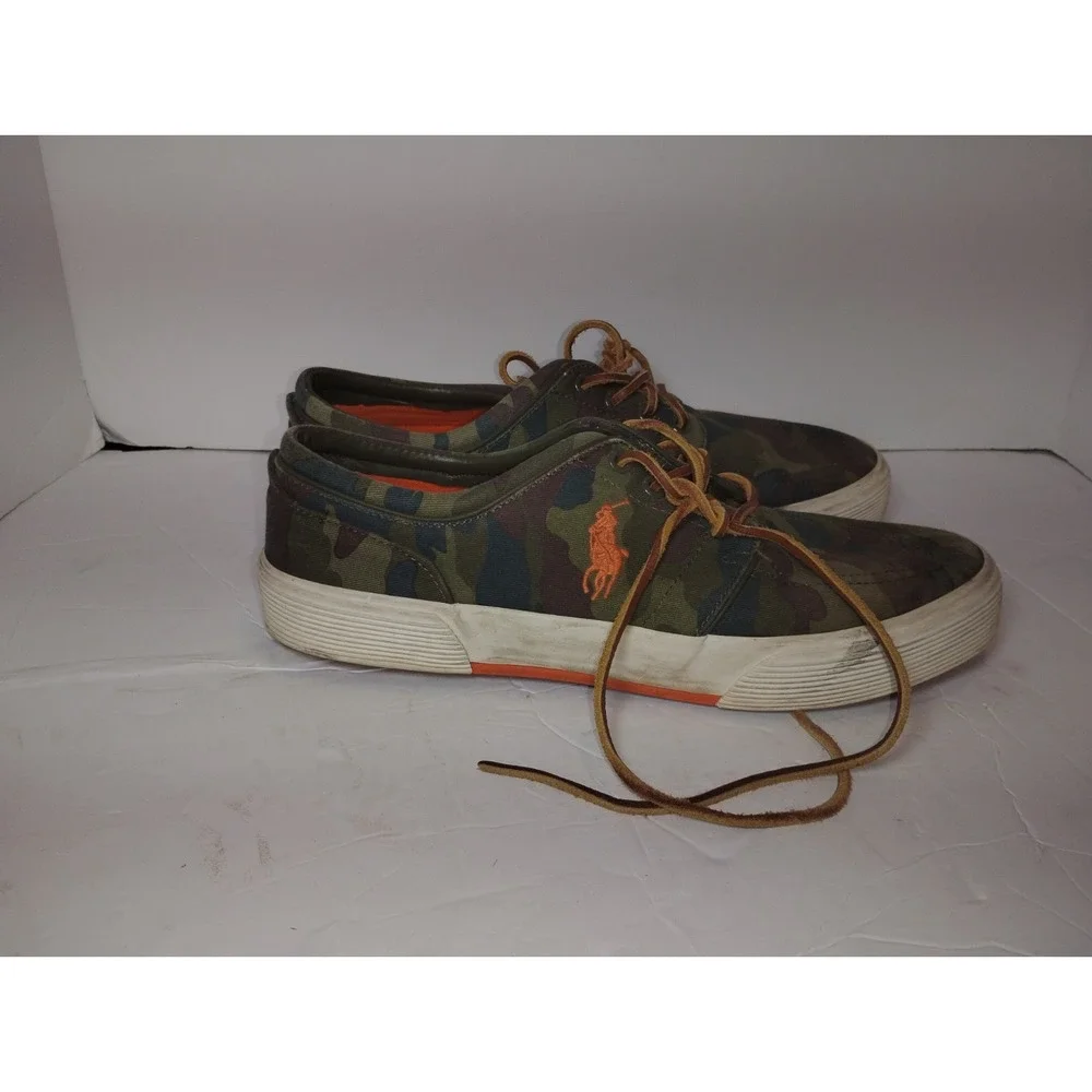 Polo Ralph Lauren Camo Shoes Camouflage Blaze Orange Lace Up 9.5